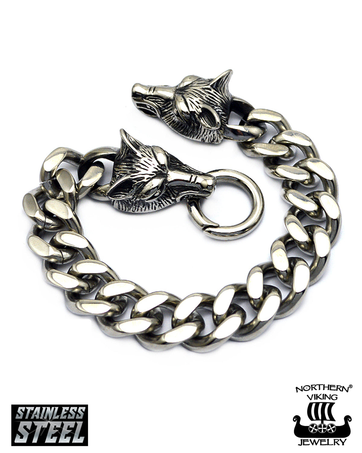 Viking wolf hot sale head bracelet