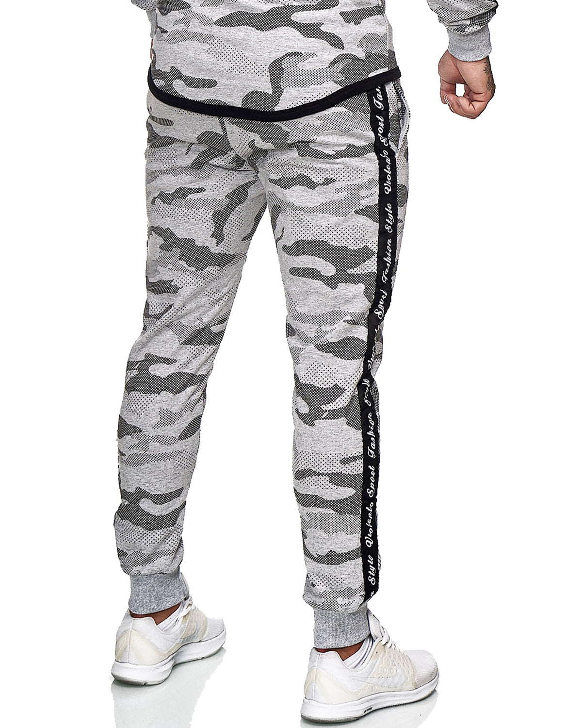 Grey and white online camo joggers