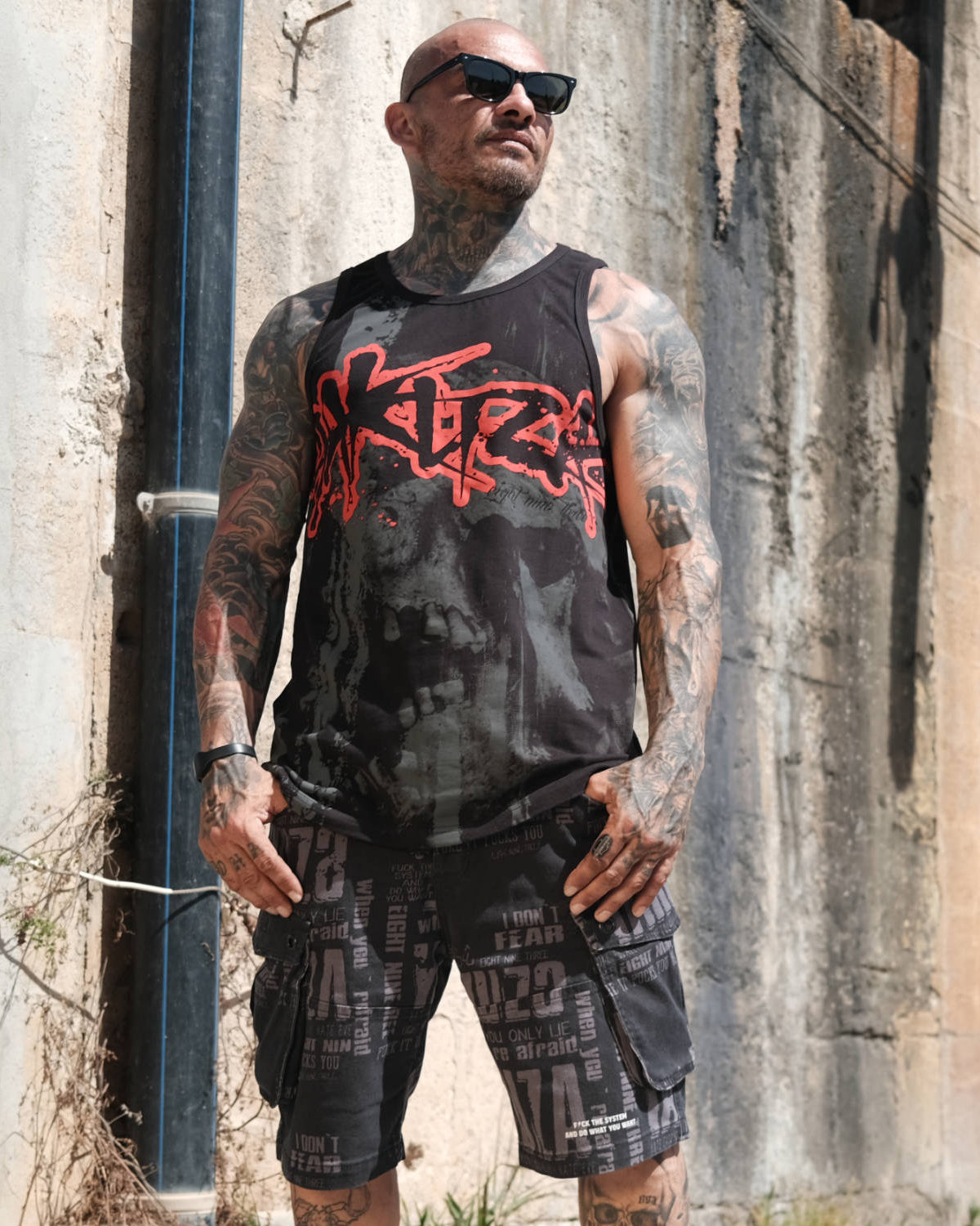 Yakuza Ink Crashed Skull Slim hihaton - Musta 6XL