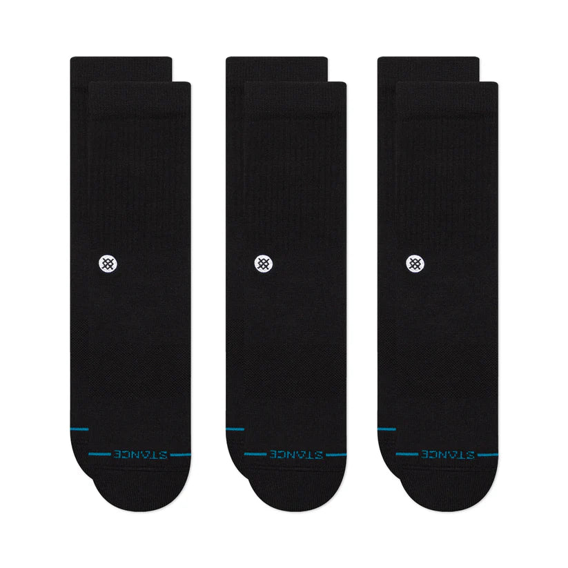 Stance Icon Crew sukat 3-pack - Musta