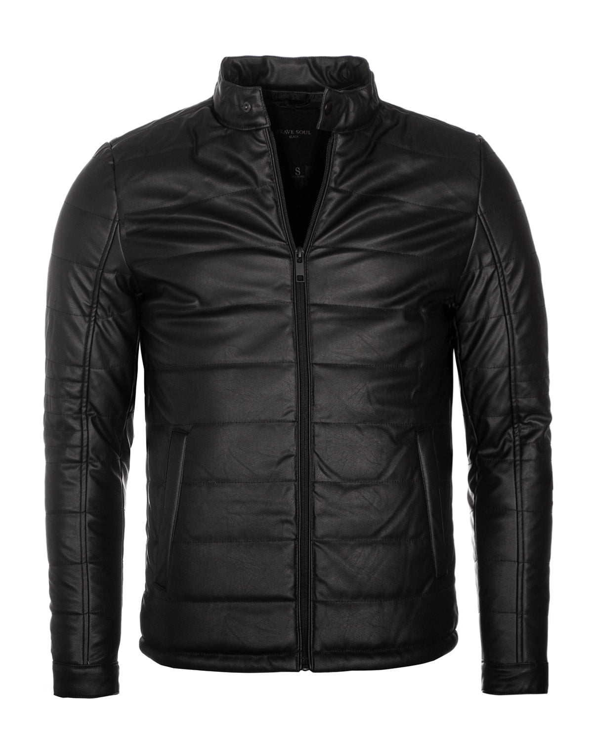 Men s black faux leather jacket Brave soul Jurgen