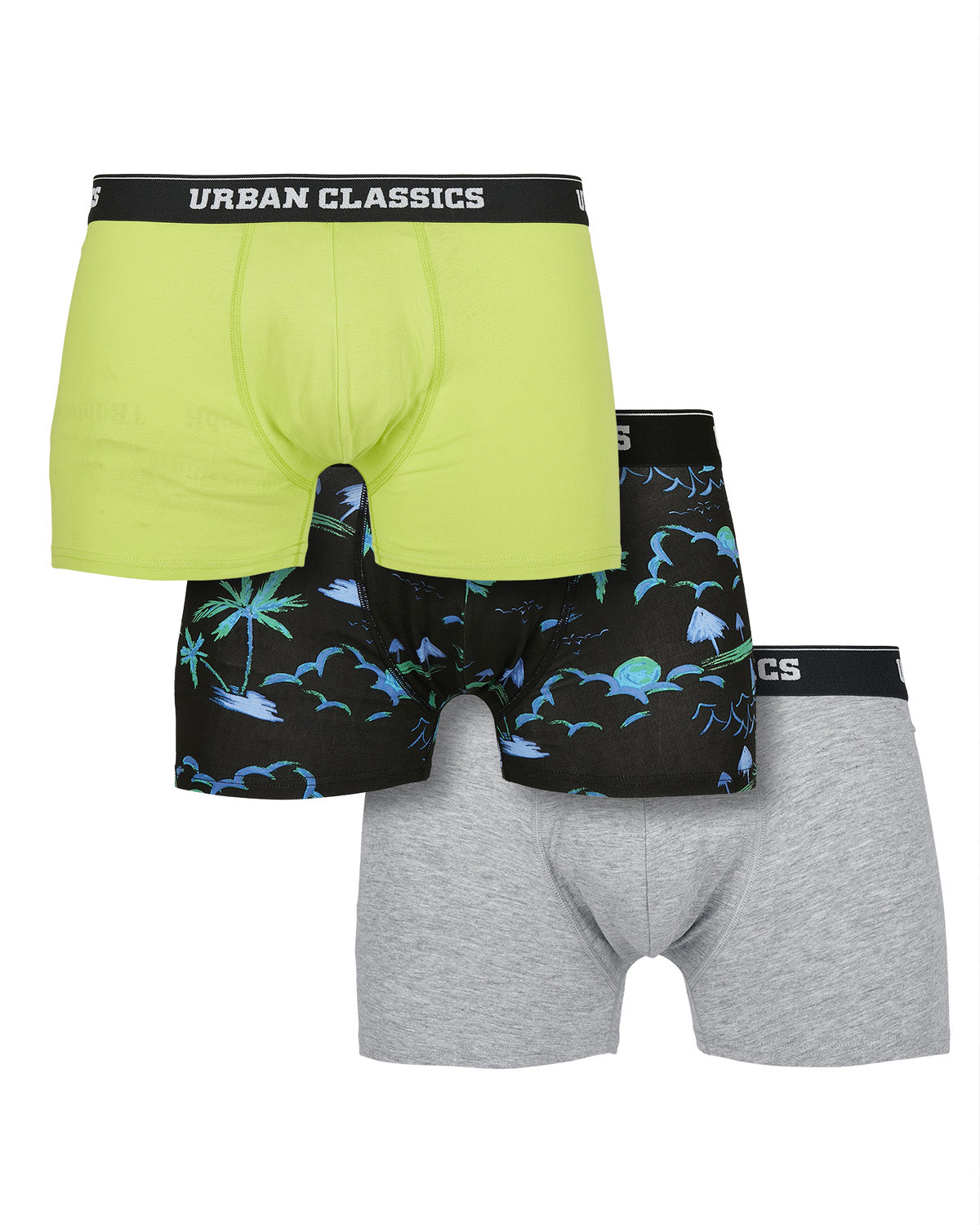 Urban Classics Urban bokserit 3-pack - Island/Lime/Harmaa